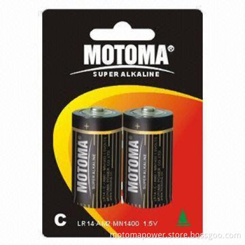 C Size/LR14 Alkaline Dry Batteries with 5 Years Shelf-Life, Blister Card and Shrink Pack Available